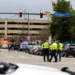 Police vehicles and emergency responders outside Old Dominion University after campus shooting - Kendall Warner/The Virginian-Pilot via AP