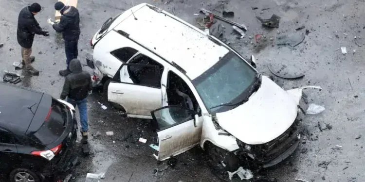 Damaged vehicle after Moscow car bomb that killed Russian general - Anastasia Barashkova/Reuters
