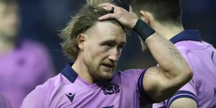 Former Scotland rugby captain Stuart Hogg during an international rugby match. - AP Photo/Scott Heppell, File