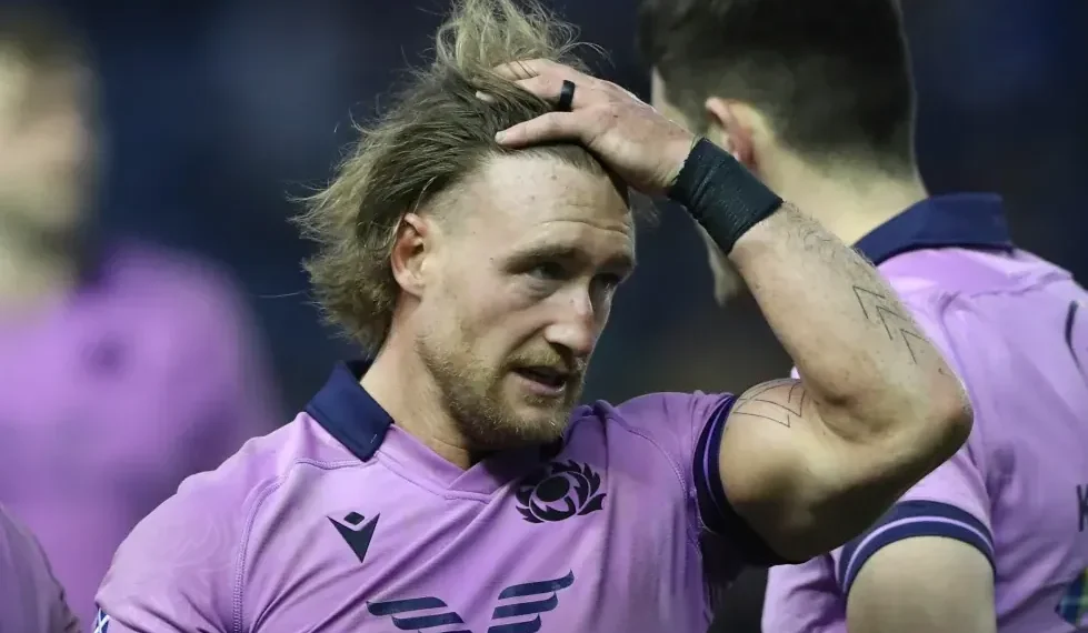 Former Scotland rugby captain Stuart Hogg during an international rugby match. - AP Photo/Scott Heppell, File