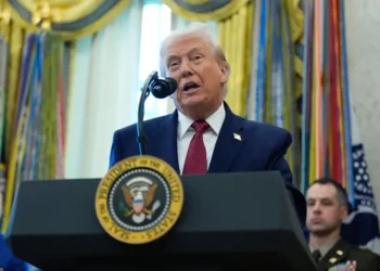 Donald Trump speaking about lawsuit against BBC over edited Jan. 6 speech - AP Photo/Alex Brandon