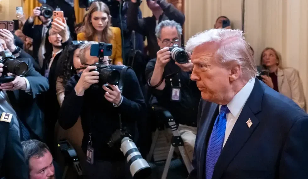 President Trump speaking about Iran security policy shift - AP Photo/Alex Brandon