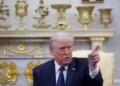 Donald Trump speaking about U.S. military action against Iran - AP Photo/ Mark Schiefelbein