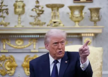 Donald Trump speaking about U.S. military action against Iran - AP Photo/ Mark Schiefelbein