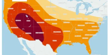 Extreme March heat temperatures across US states exceed historical averages - National Weather Service Graphic: M.K. Wildeman
