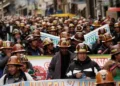 Bolivian workers protest fuel subsidy cuts in La Paz - AP Photo/Freddy Barragan