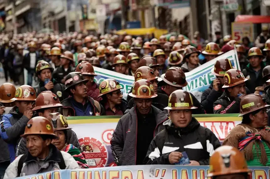 Bolivian workers protest fuel subsidy cuts in La Paz - AP Photo/Freddy Barragan