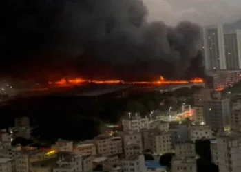 Smoke rises from BYD Shenzhen test vehicle garage fire - Social Media via Reuters