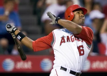 Garret Anderson batting for Angels during MLB career peak years - AP Photo/Mark Avery, File