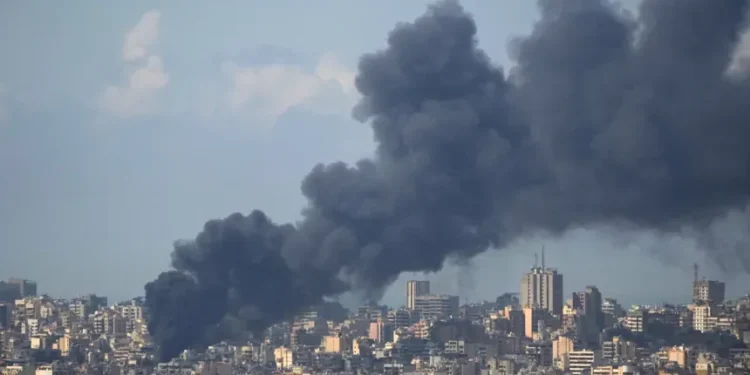 Smoke rises over central Beirut after Israeli airstrikes - AP Photo/Hassan Ammar
