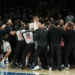 Nikola Jokic and Julius Randle during heated Nuggets Timberwolves game altercation - AP Photo/Abbie Parr