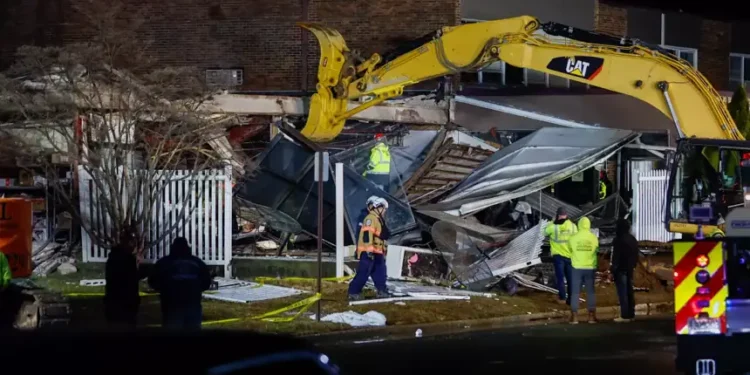 First responders search rubble after Pennsylvania nursing home explosion - Monica Herndon/The Philadelphia Inquirer via AP