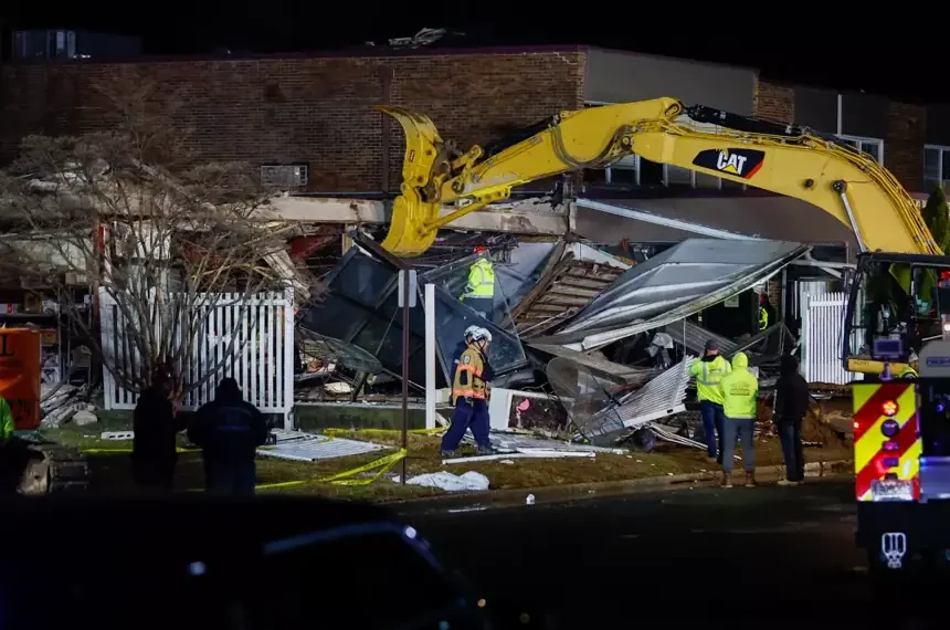 First responders search rubble after Pennsylvania nursing home explosion - Monica Herndon/The Philadelphia Inquirer via AP
