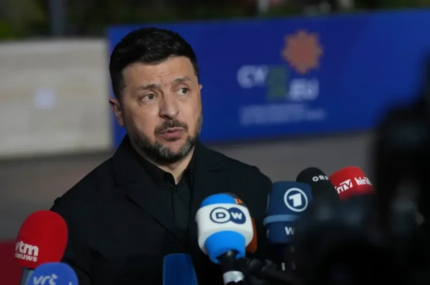 Zelenskyy addresses dispute over alleged stolen Ukrainian grain imports - AP Photo/Petros Karadjias