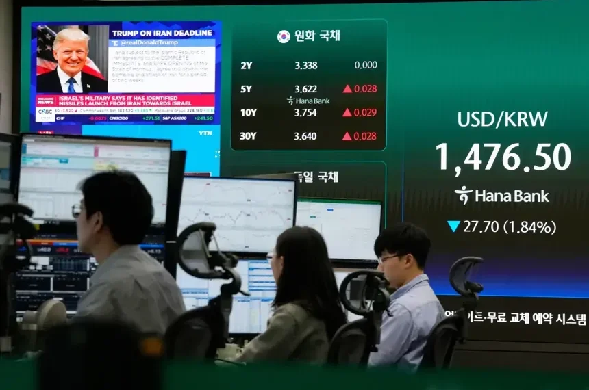 Traders monitor oil and equity screens after ceasefire rally - AP Photo/Ahn Young-joon