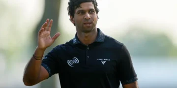 Aaron Rai celebrates after winning the 2026 PGA Championship at Aronimink - AP Photo/Matt Slocum
