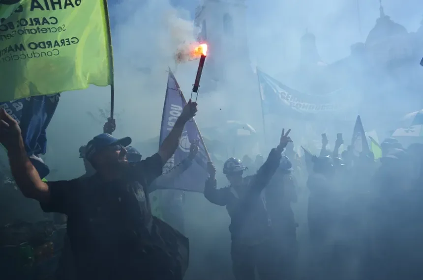 Argentine workers protest Milei labor reforms in Buenos Aires - AP Photo/Rodrigo Abd