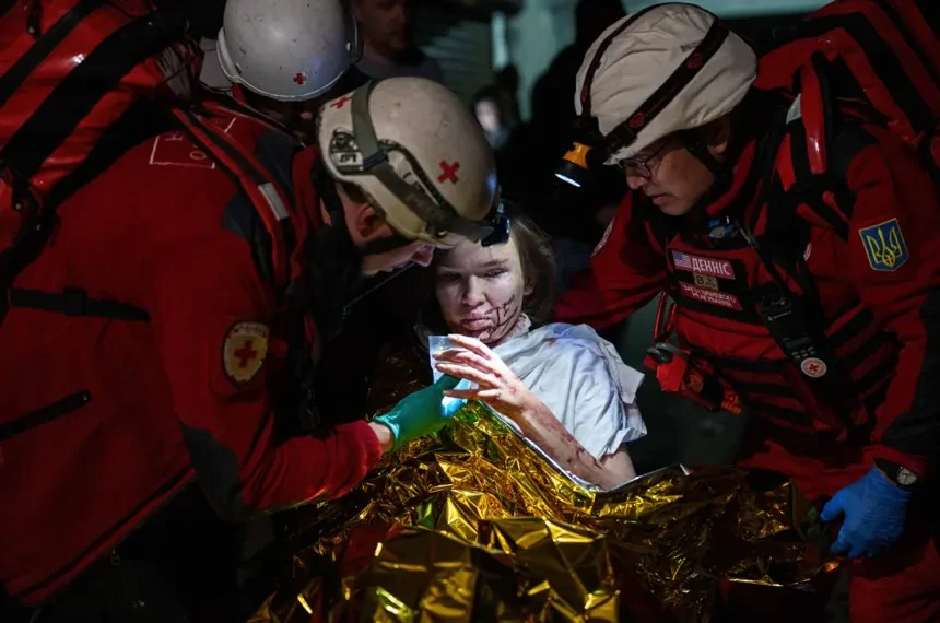 Emergency crews respond after Russian missile attacks on Ukraine - AP Photo/Evgeniy Maloletka
