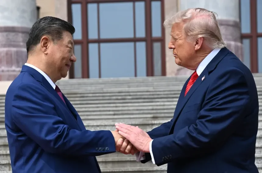 Donald Trump and Xi Jinping during bilateral talks in Beijing - Kenny Holston/Pool Photo via AP