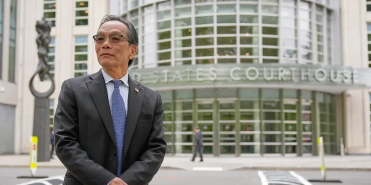 Supporters gather outside New York court during Chinese outpost trial - AP Photo/Seth Wenig