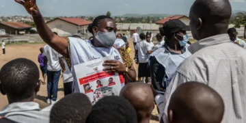 Health workers in protective gear respond to Ebola outbreak in eastern Congo - AP Photo/Moses Sawasawa