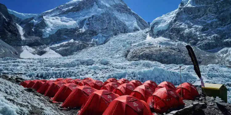 Climbers move through the dangerous Khumbu Icefall on Mount Everest - AP PhotoPasang Rinzee Sherpa, File