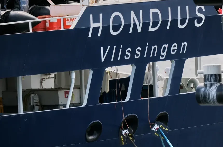 MV Hondius cruise ship docked during hantavirus outbreak response - AP Photo/Patrick Post