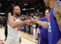 Jalen Brunson celebrates during Knicks playoff win over Cavaliers - AP Photo/Sue Ogrocki