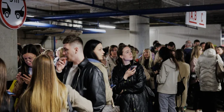 Residents seek shelter during drone alert in Vilnius Lithuania - Vygintas Skaraitis/Lrytas via AP