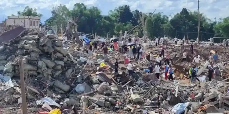 Rescue efforts continue after deadly explosion in Myanmar border village- Palaung Land via AP