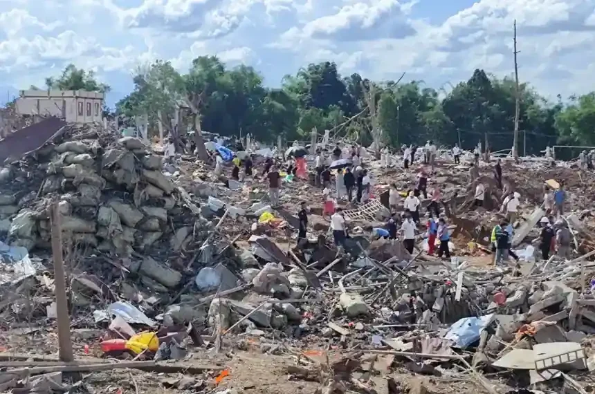 Rescue efforts continue after deadly explosion in Myanmar border village- Palaung Land via AP