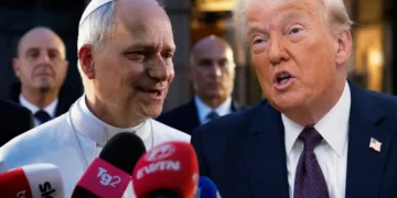 Pope Leo XIV and Donald Trump during political and religious discussions - AP Photo/Gregoria Borgia/Jacquelyn Martin