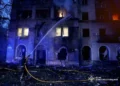Emergency crews respond after Russian missile and drone strikes in Ukraine - Ukrainian Emergency Service via AP