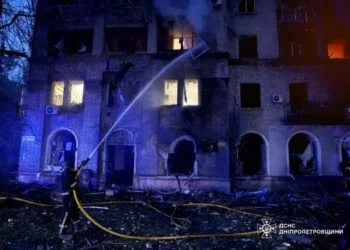 Emergency crews respond after Russian missile and drone strikes in Ukraine - Ukrainian Emergency Service via AP