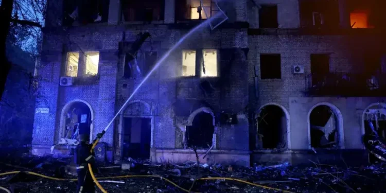 Emergency crews respond after Russian missile and drone strikes in Ukraine - Ukrainian Emergency Service via AP