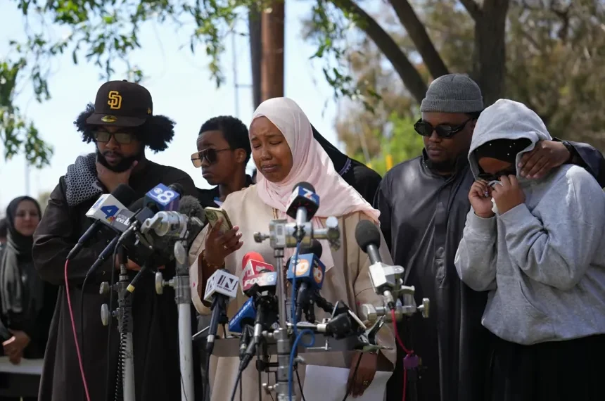 Police and emergency responders outside the Islamic Center of San Diego after the shooting - AP Photo/Jae C. Hong