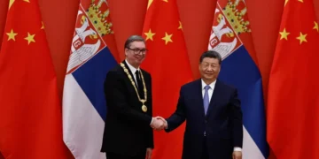 Serbian President Aleksandar Vucic meets Chinese President Xi Jinping in Beijing - Tingshu Wang, Pool Photo via AP