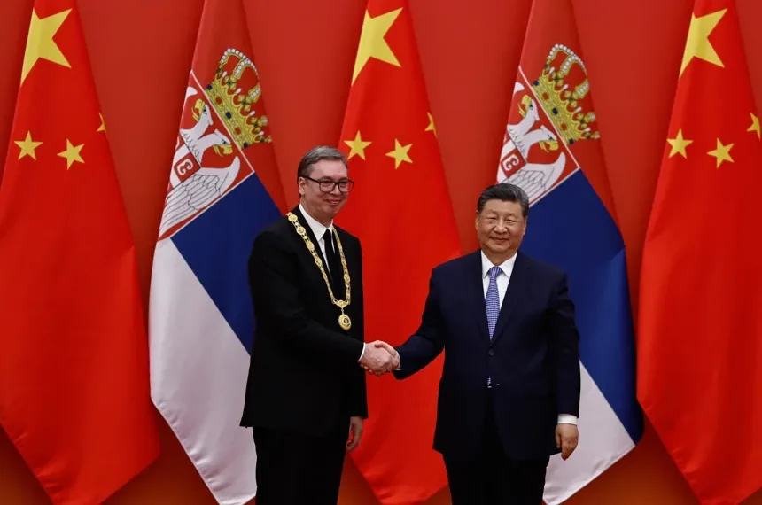Serbian President Aleksandar Vucic meets Chinese President Xi Jinping in Beijing - Tingshu Wang, Pool Photo via AP