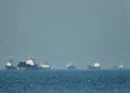 Cargo vessels anchored in Strait of Hormuz during US-Iran tensions - Amirhosein Khorgooi/ISNA via AP