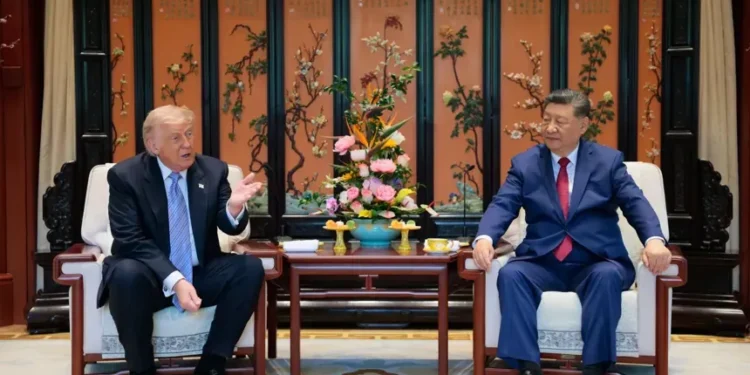 Donald Trump and Xi Jinping during talks over Taiwan and US-China relations - Evan Vucci/Pool Photo via AP
