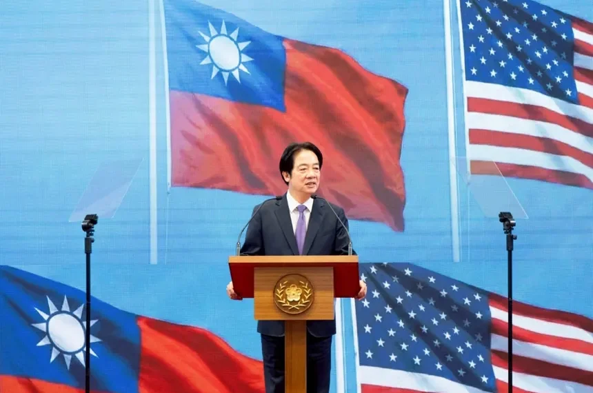 Taiwan flag displayed during rising US-China diplomatic tensions - Taiwan Presidential Office via AP, File