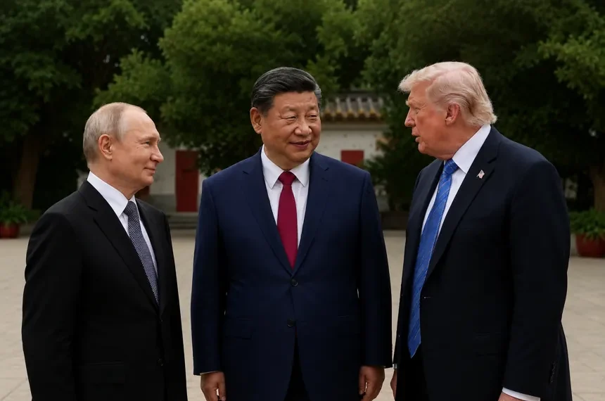 Donald Trump and Vladimir Putin during separate diplomatic visits to China - Alexander Kazakov, Sputnik, Kremlin/(Evan Vucci/Pool Photo via AP, File