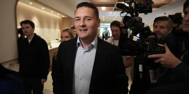Wes Streeting speaking during a Labour Party political event in London - Jeff Moore/PA via AP