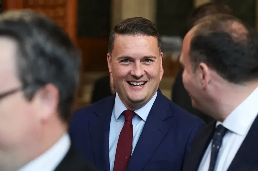 Keir Starmer and Wes Streeting during a government event in London - Toby Melville/Pool Photo via AP