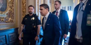 Todd Blanche during Justice Department controversy linked to Epstein compensation review - AP Photo/J. Scott Applwewhite
