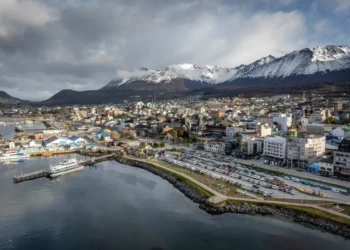 Aerial view of Ushuaia harbor amid hantavirus tourism concerns - AP Photo/Joel Reyero
