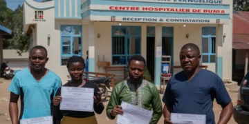 Recovered healthcare workers during Ebola response efforts in Congo - AP Photo/Moses Sawasawa