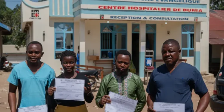 Recovered healthcare workers during Ebola response efforts in Congo - AP Photo/Moses Sawasawa