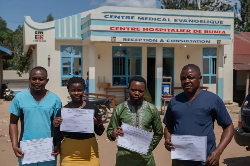 Recovered healthcare workers during Ebola response efforts in Congo - AP Photo/Moses Sawasawa