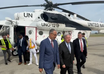 António Guterres visits displaced families in Port-au-Prince Haiti - AP Photo/Danica Coto